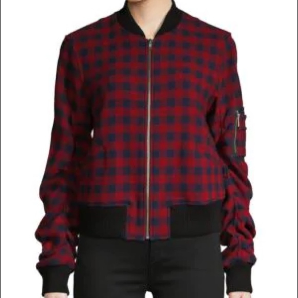 Andrew Gingham Wool Bomber Jacket In Multi Pattern - Picture 3 of 12